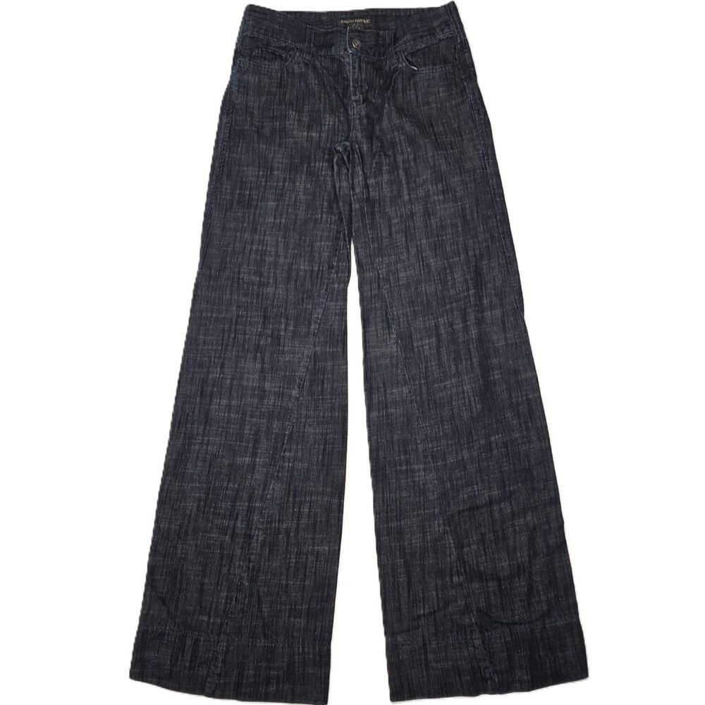 Banana Republic Women’s Wide Leg Trouser Jeans 4 Dark Blue Hemmed 2007